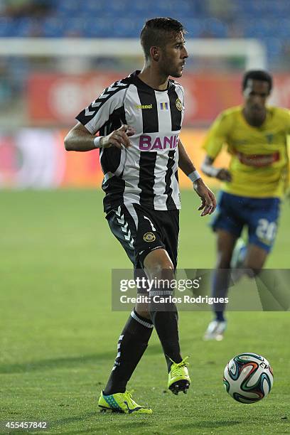 Nacional's midfielder Joao Aurelio during the match between Estoril and Nacional at Estadio Antonio Coimbra da Mota on September 14, 2014 in Estoril,...