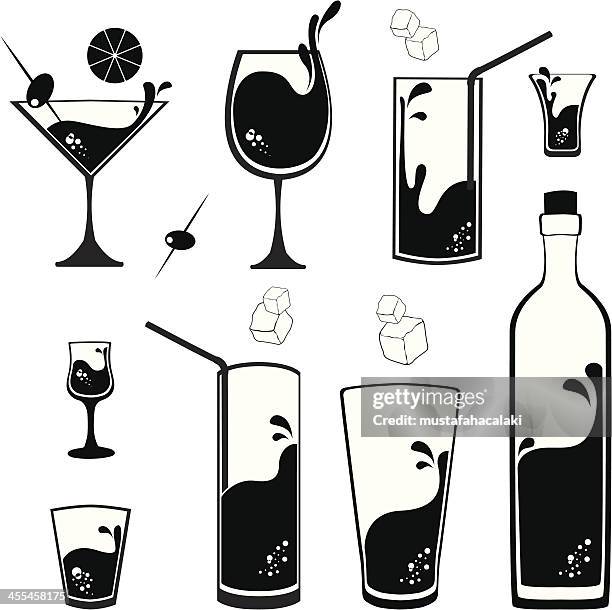 cocktail glasses - martini stock illustrations