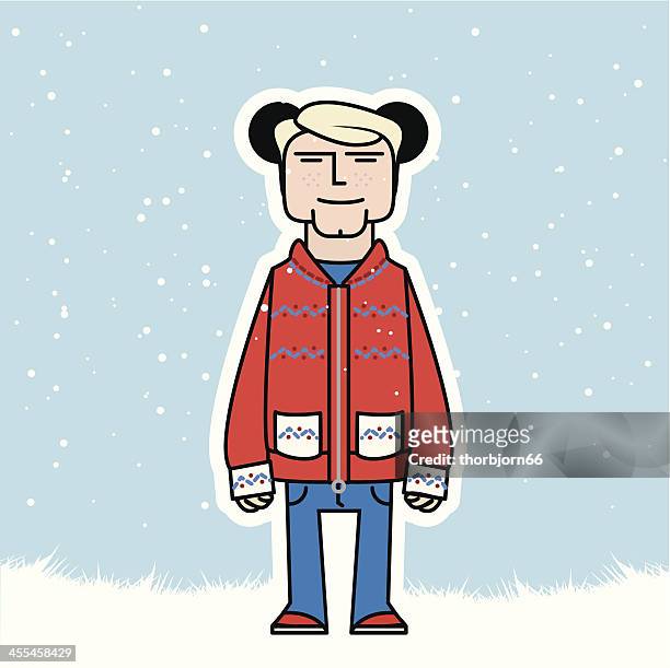 ilustraciones, imágenes clip art, dibujos animados e iconos de stock de diseño escandinavo, caminar en la nieve - winter warmers