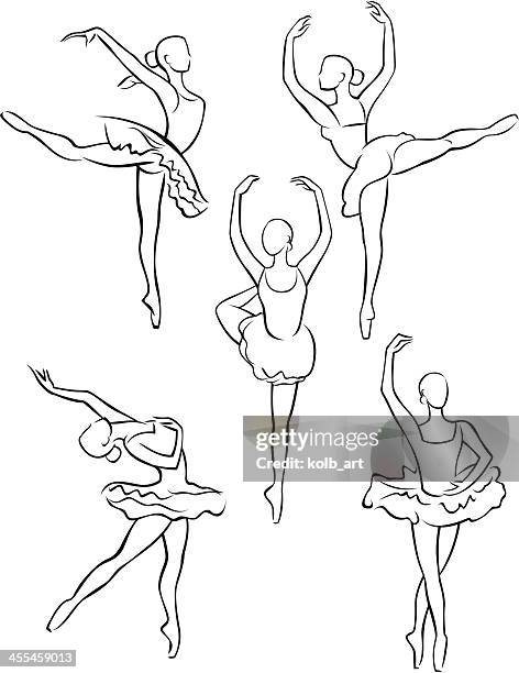 line drawing of ballerinas 1 - physical position stock illustrations