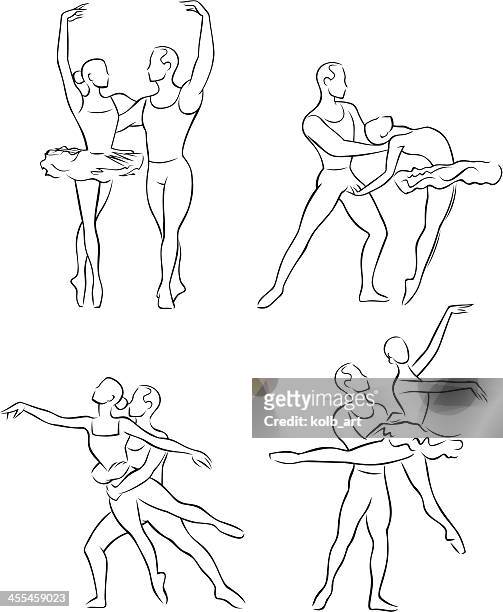 linie abbildung von ballett-tänzer 1 - legs apart stock-grafiken, -clipart, -cartoons und -symbole