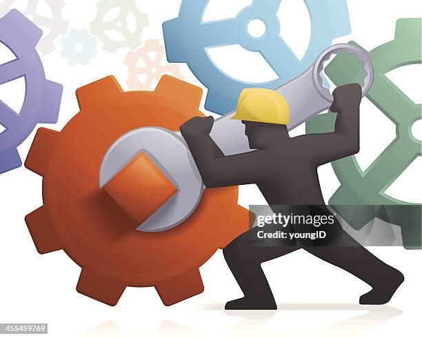 keeping the cogs turning - character constructor stock illustrations