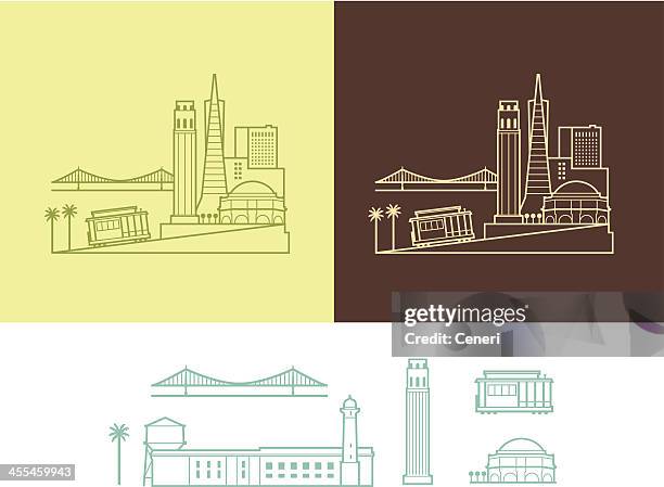 bildbanksillustrationer, clip art samt tecknat material och ikoner med city of san francisco - hängbro