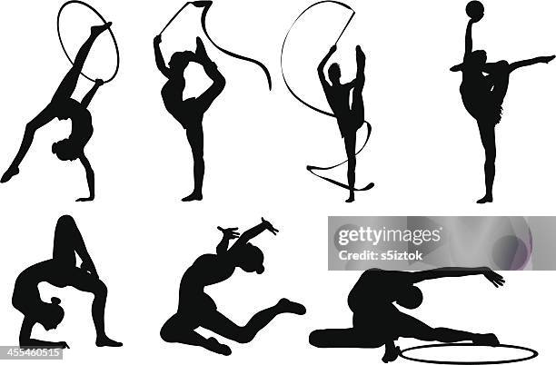 stockillustraties, clipart, cartoons en iconen met flexible position - ritmische-gymnastiek