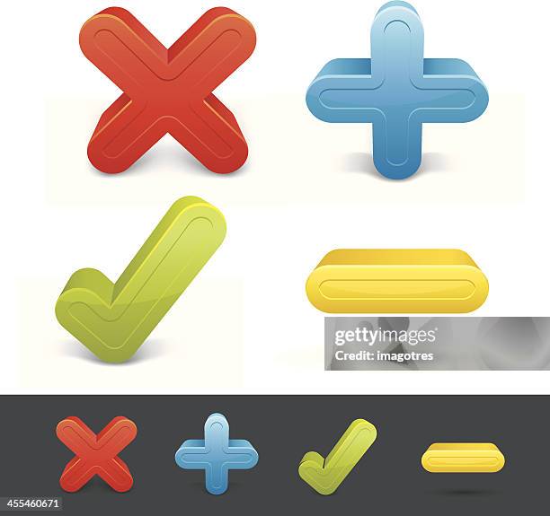 buttons set - delete eccept add exclude - removing tick stock illustrations
