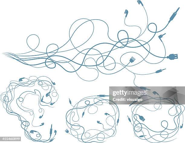 electronic plugs - unplug ears stock illustrations
