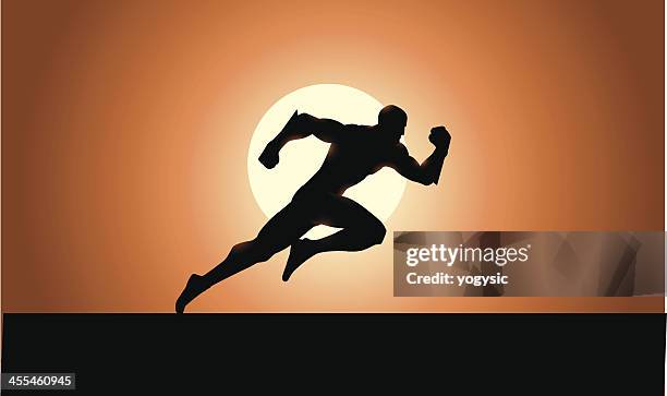 running superhero silhouette - superman silhouette stock illustrations