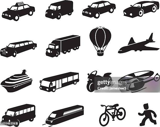 illustrations, cliparts, dessins animés et icônes de noir ensemble d'icônes de transport - car shape