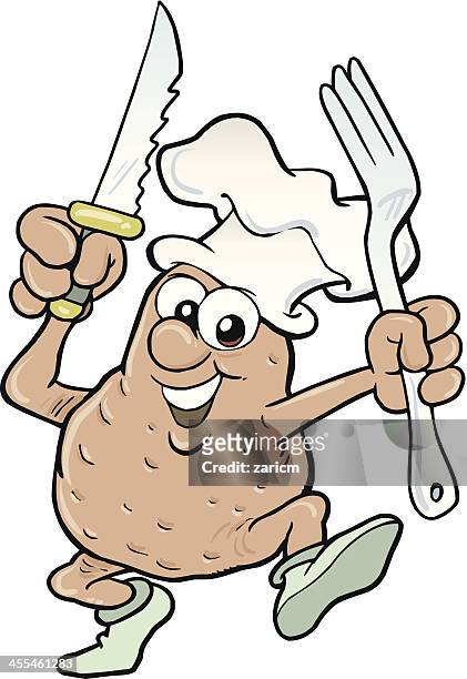 ilustraciones, imágenes clip art, dibujos animados e iconos de stock de chef de papas - potato smiley faces