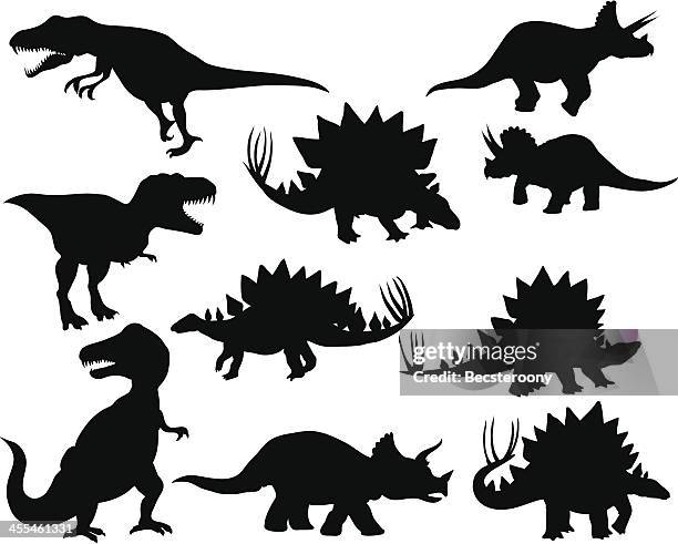 dinosaur silhouettes 2 - t rex stock illustrations