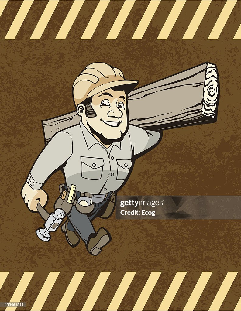 Friendly cartoon construction worker.