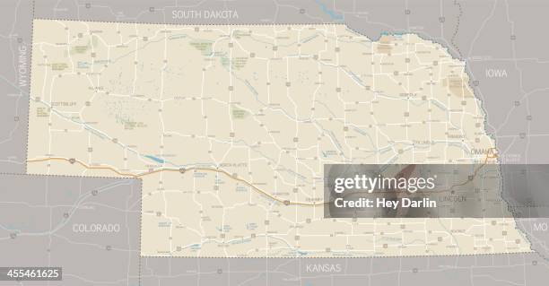 nebraska map - nebraska stock illustrations