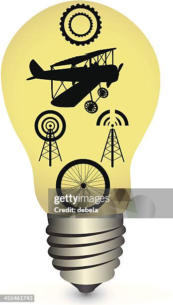technology light bulb - biplane stock illustrations