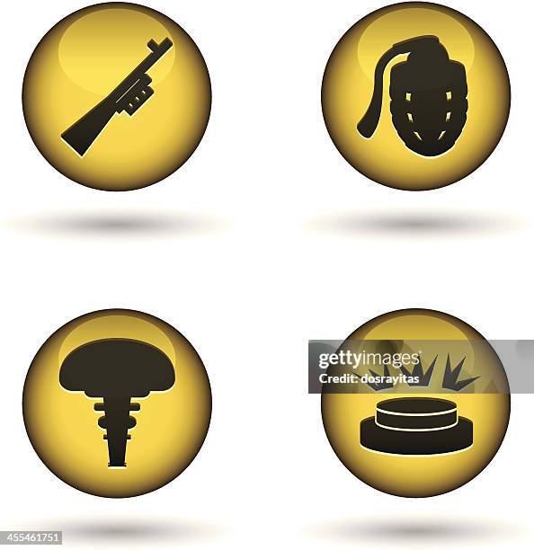 glossy warning balls - nuclear explosion icon stock illustrations