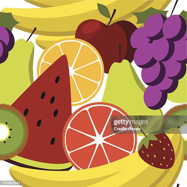 fruit salad seamess pattern - pink grapefruit stock illustrations