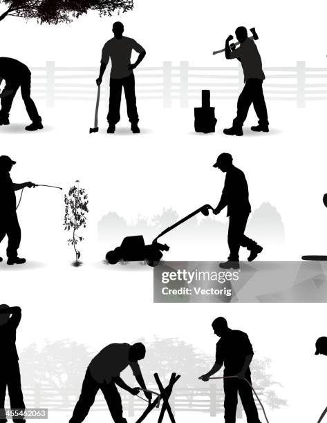 backyard work - lumberjack stock illustrations