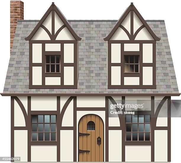 old english tudor home - timber framed stock illustrations