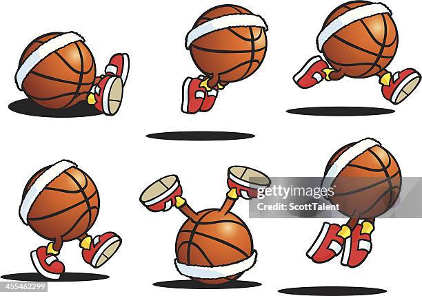 basketball guy - shiny ball with shadow stock illustrations