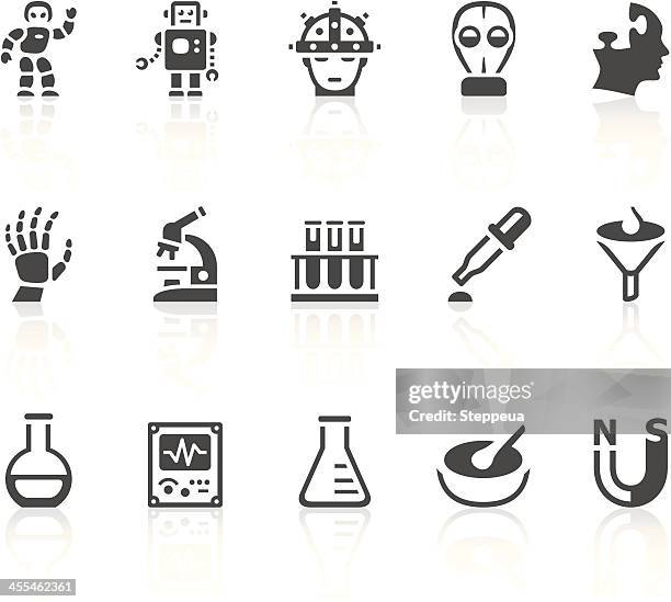 grey icons that symbolize items in science - eeg stock illustrations