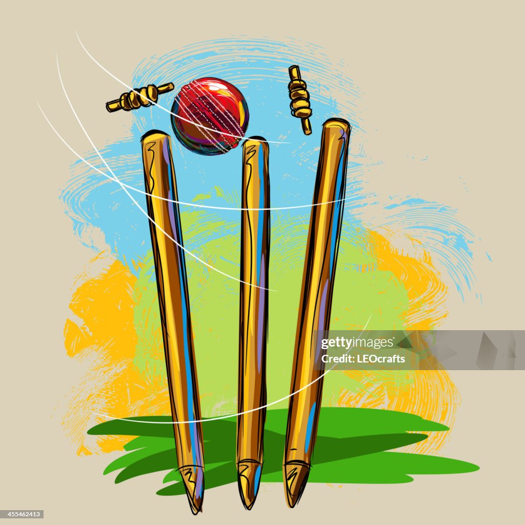 Cricket Wickets und Ball