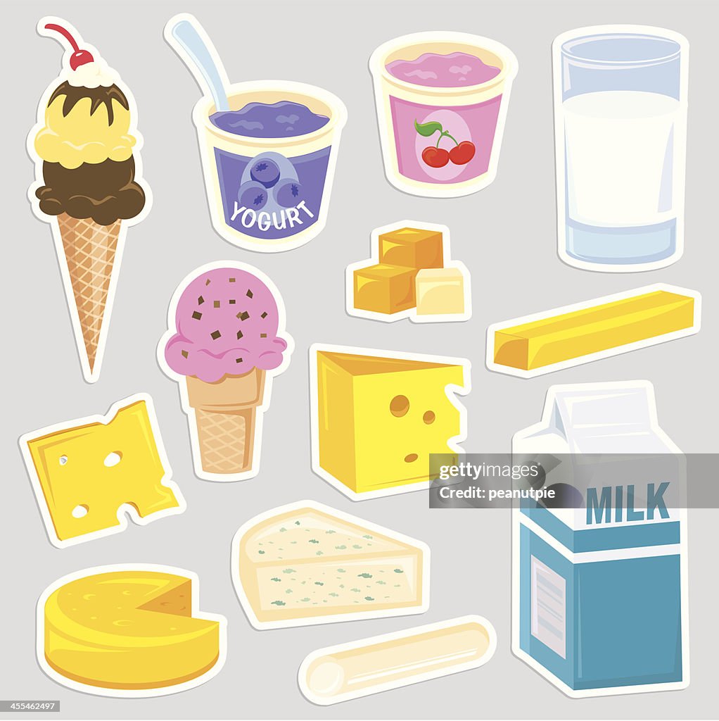 Healthy dairy food icons