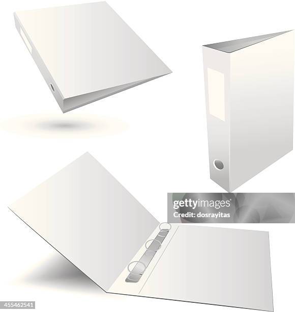 three white plain binders in various positions - ring binder 幅插畫檔、美工圖案、卡通及圖標