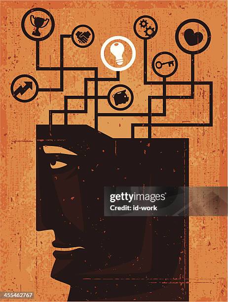 man thinking silhouette - portrait light background stock illustrations