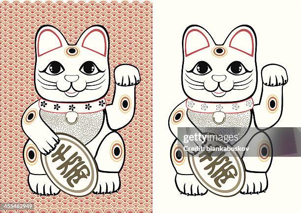 lucky cats - maneki neko stock illustrations