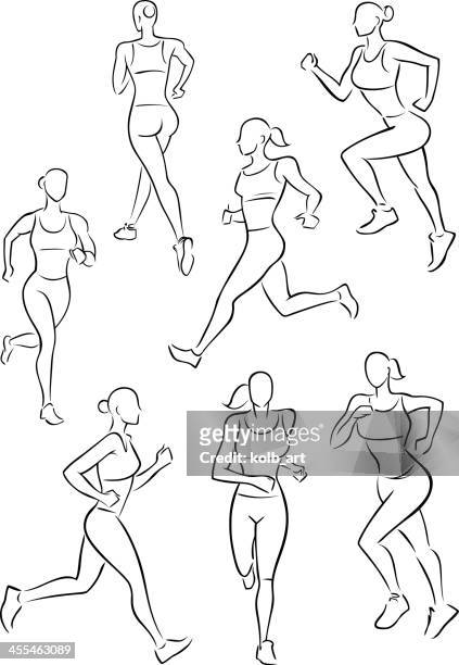 frau joggen laufen - women's track stock-grafiken, -clipart, -cartoons und -symbole