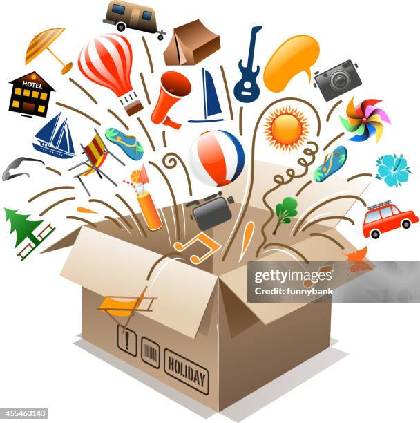 holiday box - paper windmill stock illustrations