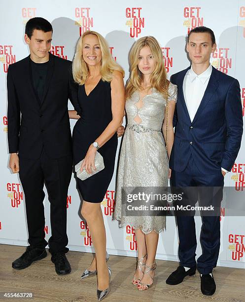 Gabriel Jagger, Jerry Hall, Georgia May Jagger and Josh McLellan attend a special screening of "Get On Up" on September 14, 2014 in London, England.