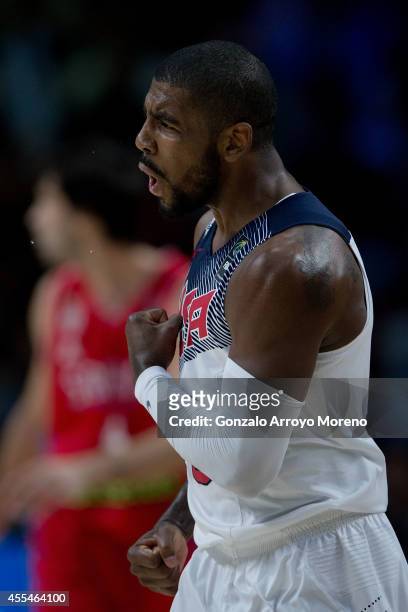 Kyrie A. Irving of the USA celebrates during the 2014 FIBA World Basketball Championship final match between USA and Serbia at Palacio de los...