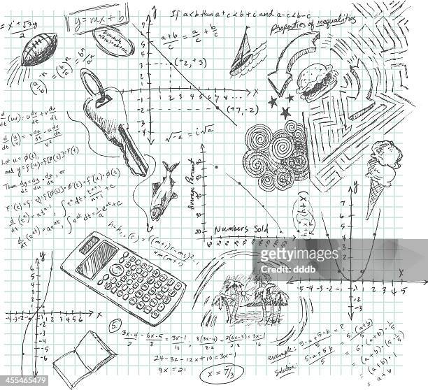 illustrazioni stock, clip art, cartoni animati e icone di tendenza di corso di algebra daydream scarabocchio - disegno a matita