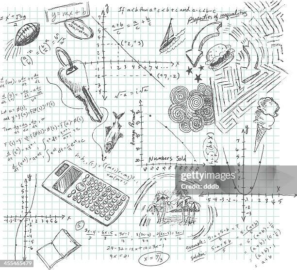 algebra class daydream doodle - high school maths stock illustrations