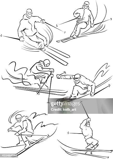 skifahren zahlen 1 - exercising stock illustrations stock-grafiken, -clipart, -cartoons und -symbole
