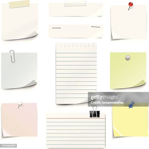 papier noten - büroklammer stock-grafiken, -clipart, -cartoons und -symbole