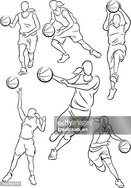 ilustraciones, imágenes clip art, dibujos animados e iconos de stock de mujeres reproductores de baloncesto - traditional sport