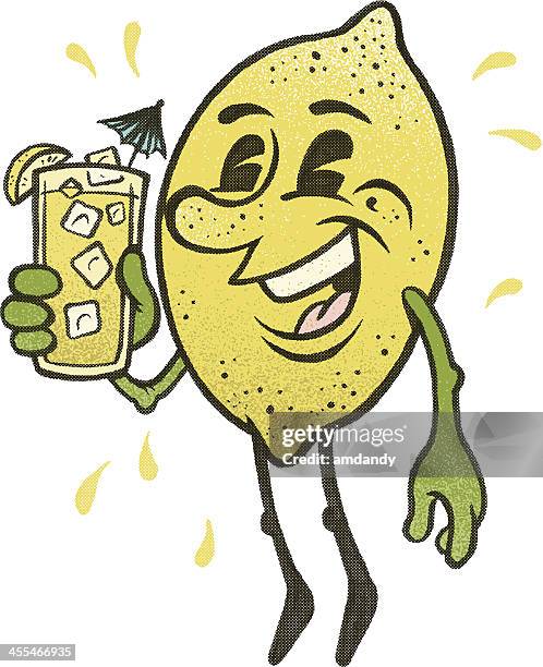 stockillustraties, clipart, cartoons en iconen met lemonade man! drink up - citroen frisdrank