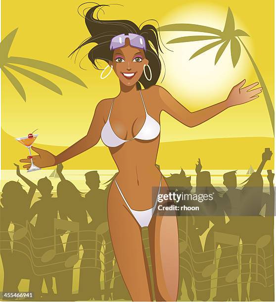 beach party - spring break beach stock illustrations