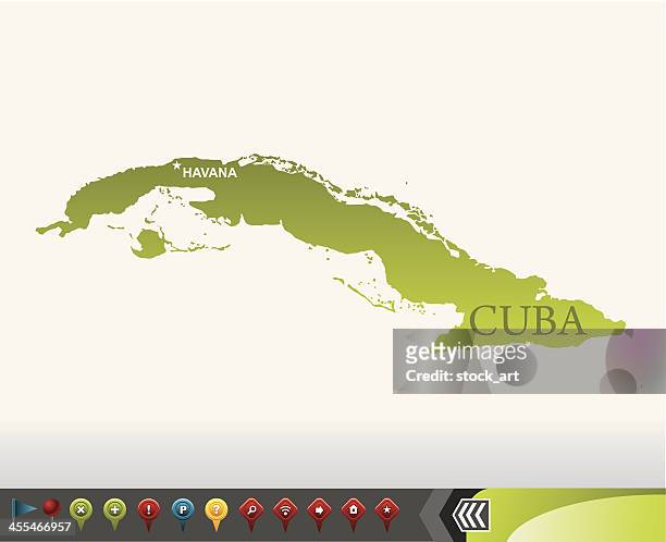 ilustraciones, imágenes clip art, dibujos animados e iconos de stock de cuba con iconos de navegación mapa - países del golfo