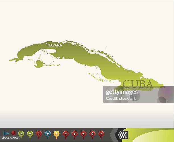 Cuba Mappa Con Icone Di Navigazione, Foto stock