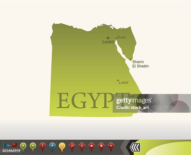 egypt map with navigation icons - jordan map stock illustrations