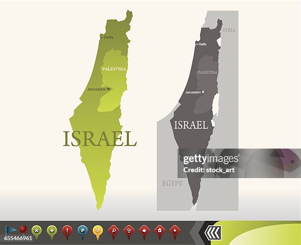 israel map with navigation icons - negev stock illustrations