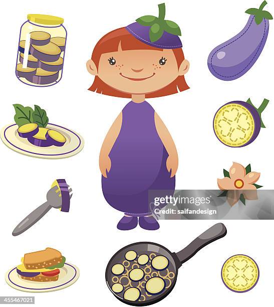 eggplant - sliced eggplant stock illustrations