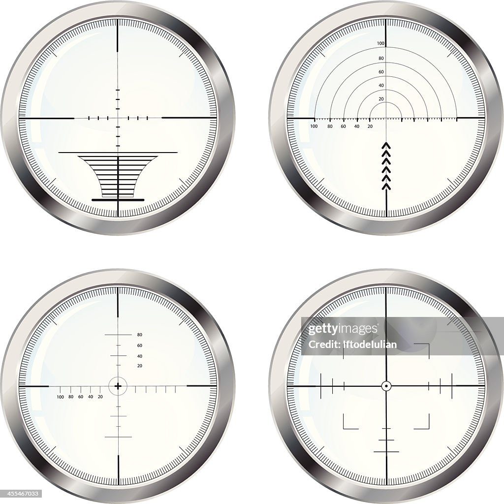 Satz von vier Scharfschütze Fadenkreuz