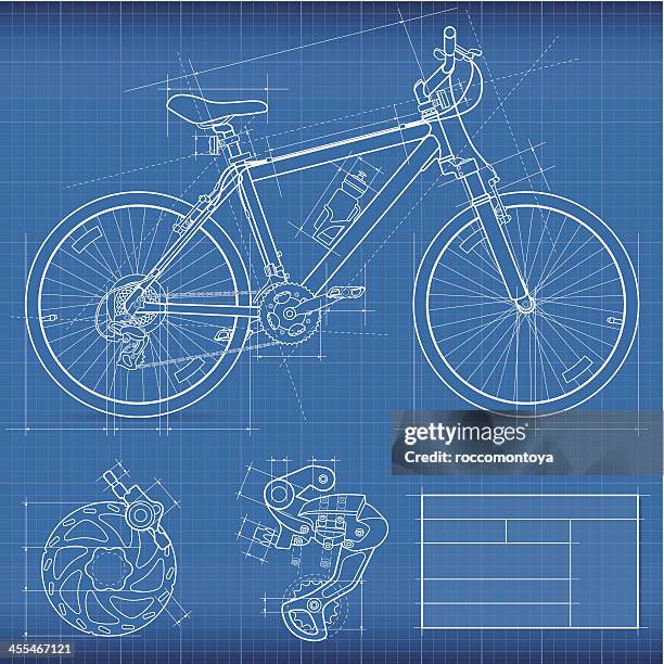 blueprint, mountainbike - mountainbiking stock-grafiken, -clipart, -cartoons und -symbole