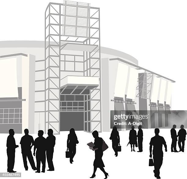 business walk vector silhouette - architectural rendering stock illustrations