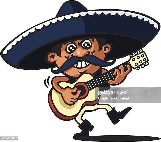 mexican singer - guitar strings stock illustrations