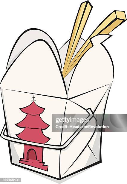 chinese takeout box - takeout boxes stock illustrations