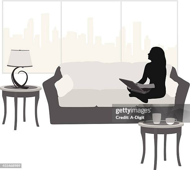 city apartment vector silhouette - side table stock illustrations